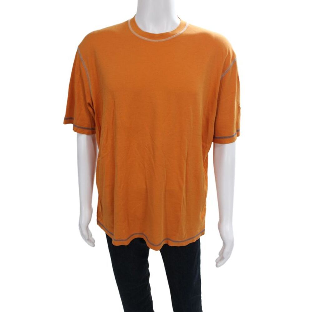 Zegna Sport Mens Orange Crew Neck Cotton T-Shirt Short Sleeve Size XL
